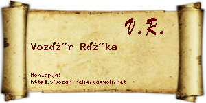 Vozár Réka névjegykártya